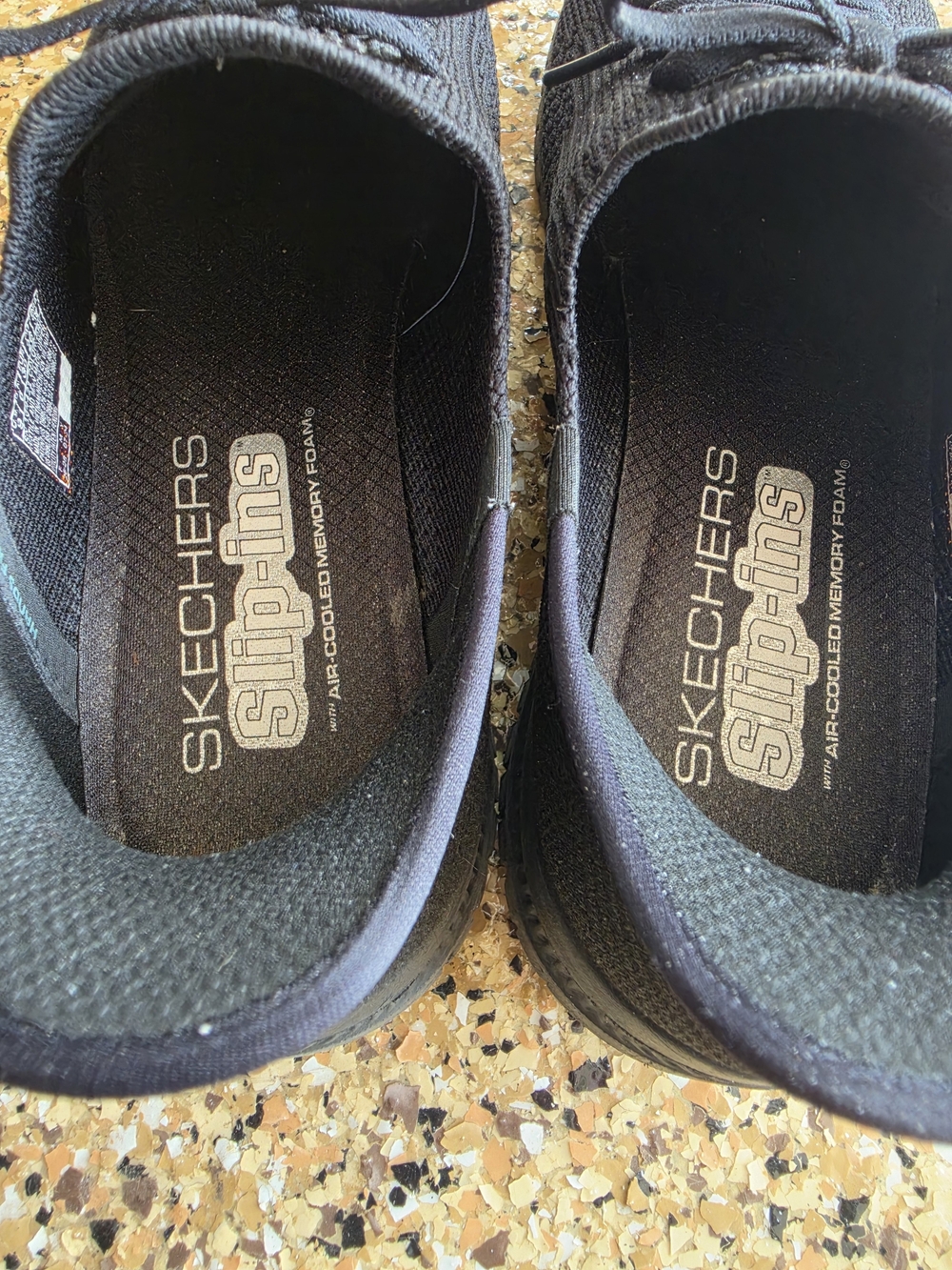 Skechers Women's Black Knit Faux Lace-Up Slip-On Sneakers - Picture 2 of 4